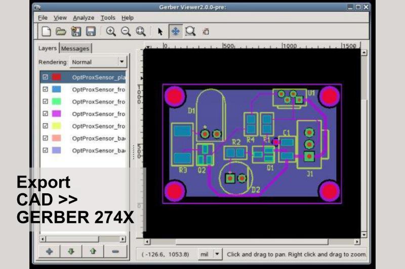 Export CAD PCB to Gerber 274X